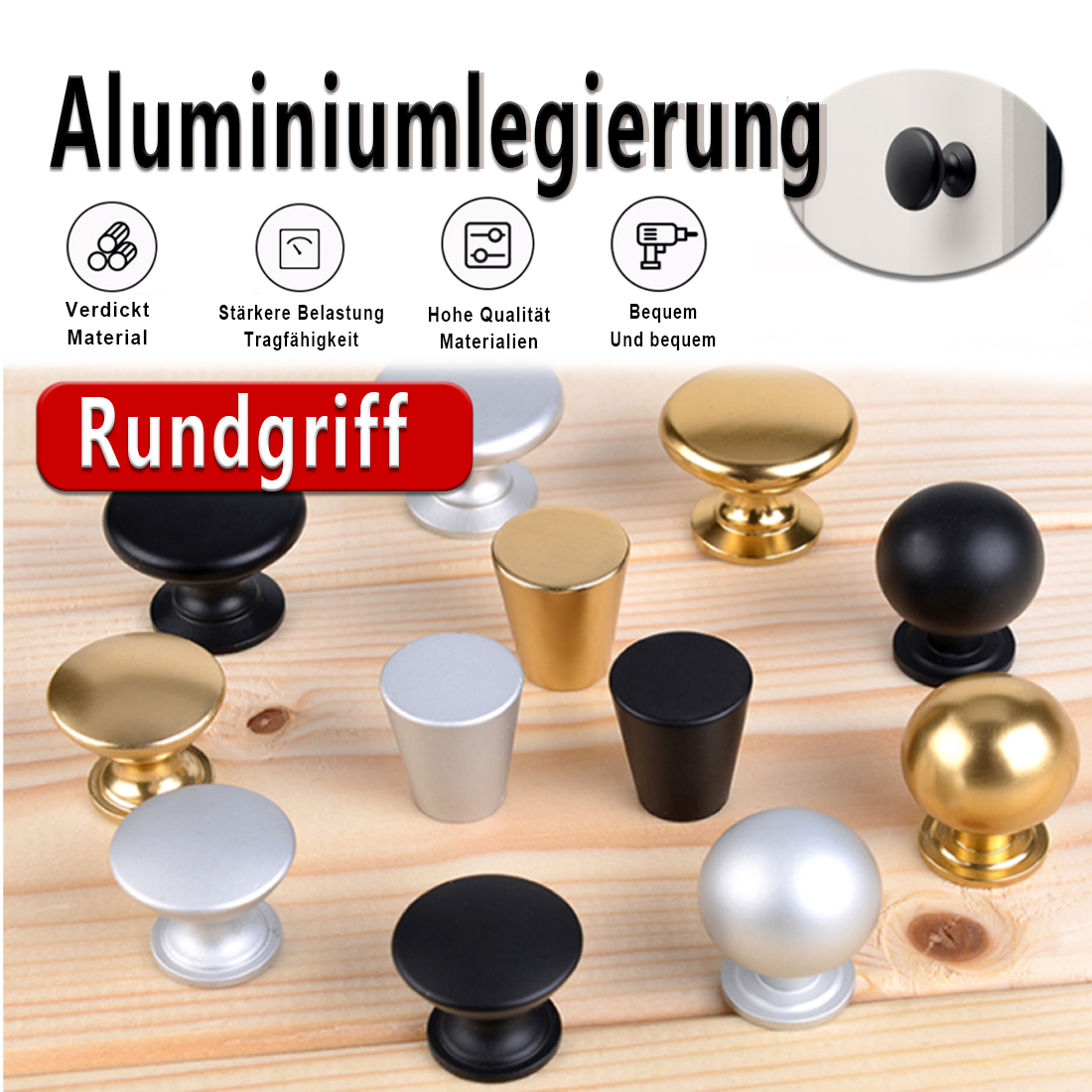 Furniture Hardware Jig - 5PCS Aluminum Kitchen Cupboard Round Shape