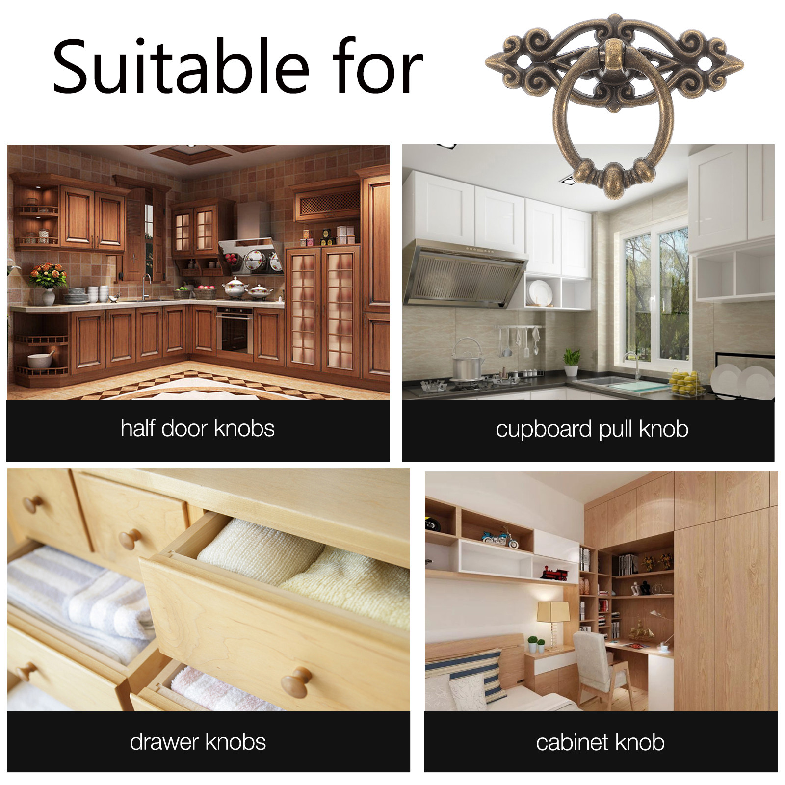6Pcs Vintage Drop Bail Drawer  - Furniture Hardware Drop Pulls avaliação e preço