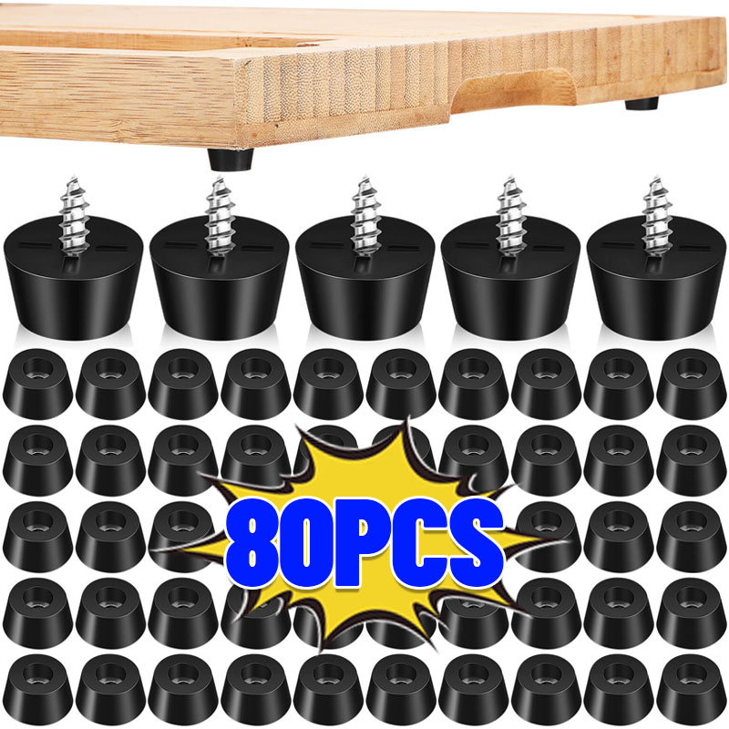 80/8Pcs Black Rubber Feet Pads - Cabinet Hinge Overlay avaliação e preço
